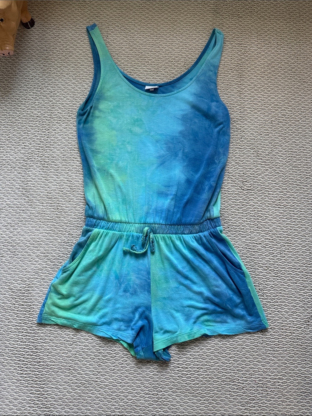 Blue-Green Tie-Dye Romper